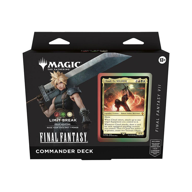 Limited-edition fantasy commander deck box art featuring a dynamic warrior breaking chains amid glowing magic