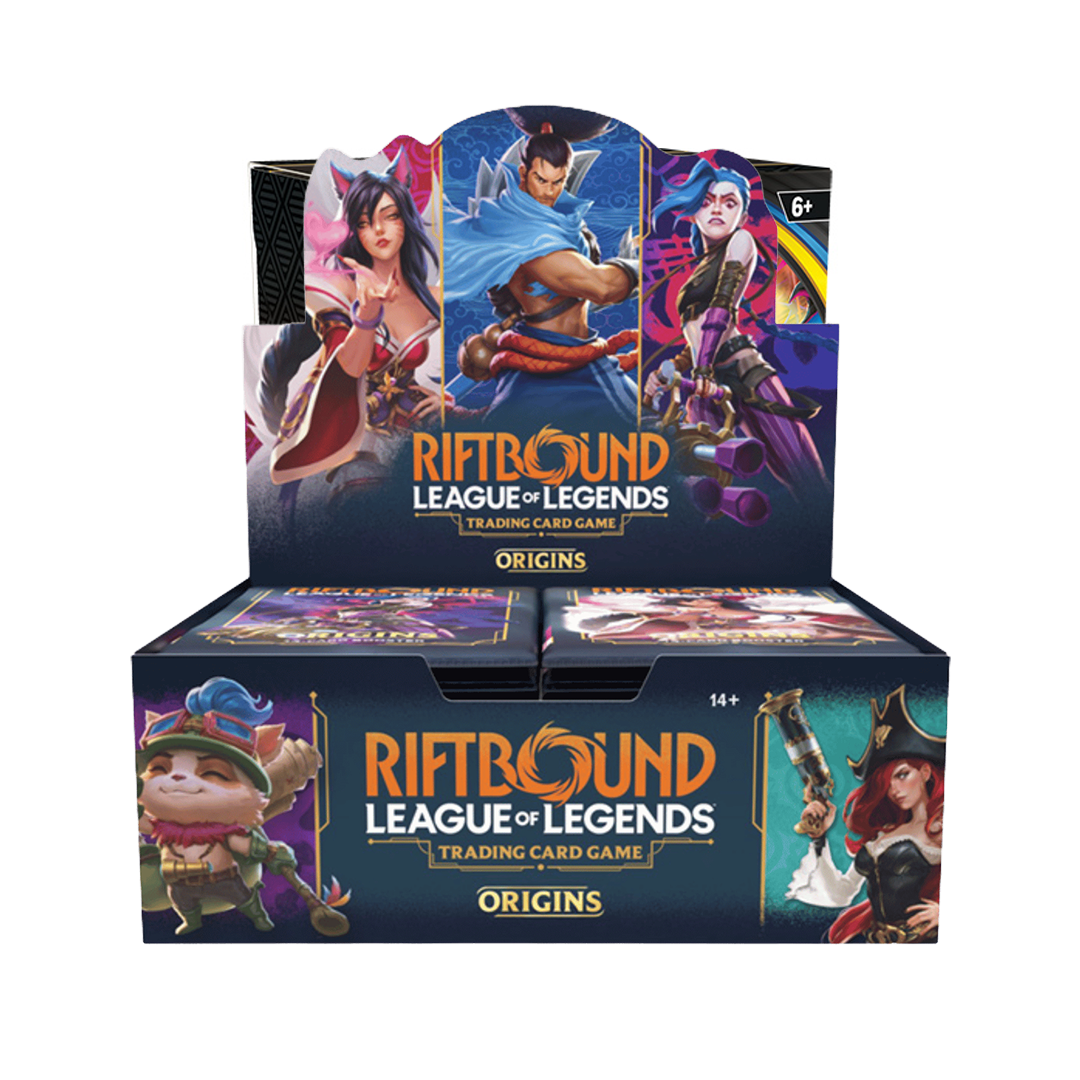 Collector-style booster box with fantasy artwork of armored champion and rune motifs for a trading card game