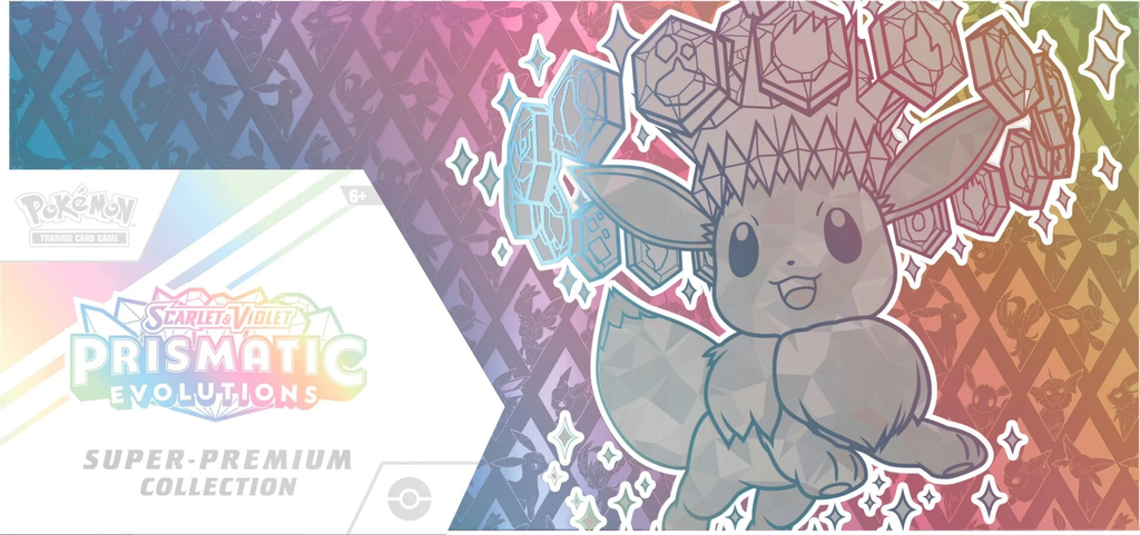 Collector’s box opened showing holographic Pokémon cards, foil pack, and a glossy character-themed card sleeve