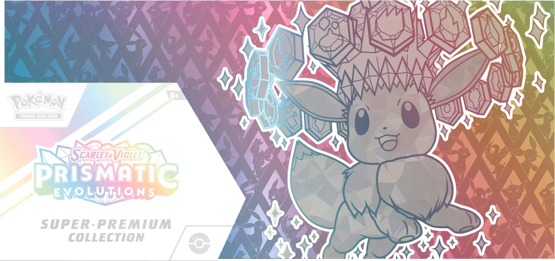 Collector’s box opened showing holographic Pokémon cards, foil pack, and a glossy character-themed card sleeve
