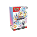 Stack of prismatic trading card booster packs fanned out showing colorful foil artwork and holographic accents