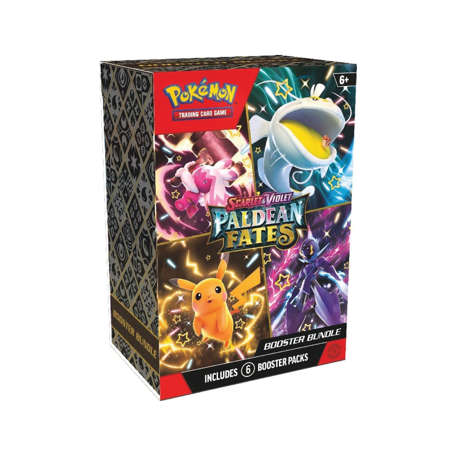 Boxed bundle of trading card booster packs with colorful fantasy creature artwork on the front