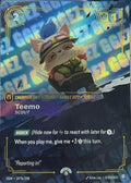 Illustrated Teemo scout card with riftbound artwork showing a cheerful scout in forested battlefield scene